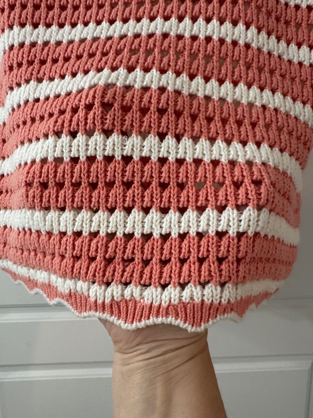GAP Coral and White Striped Scoop-Neck Knit Top - Picture 5 of 5